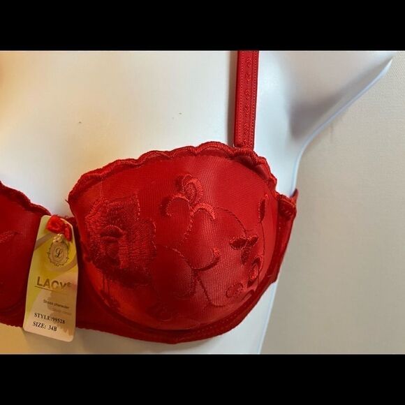 Lacy 2 pieces full cup lace push up floral Bra 34B - Picture 6 of 13